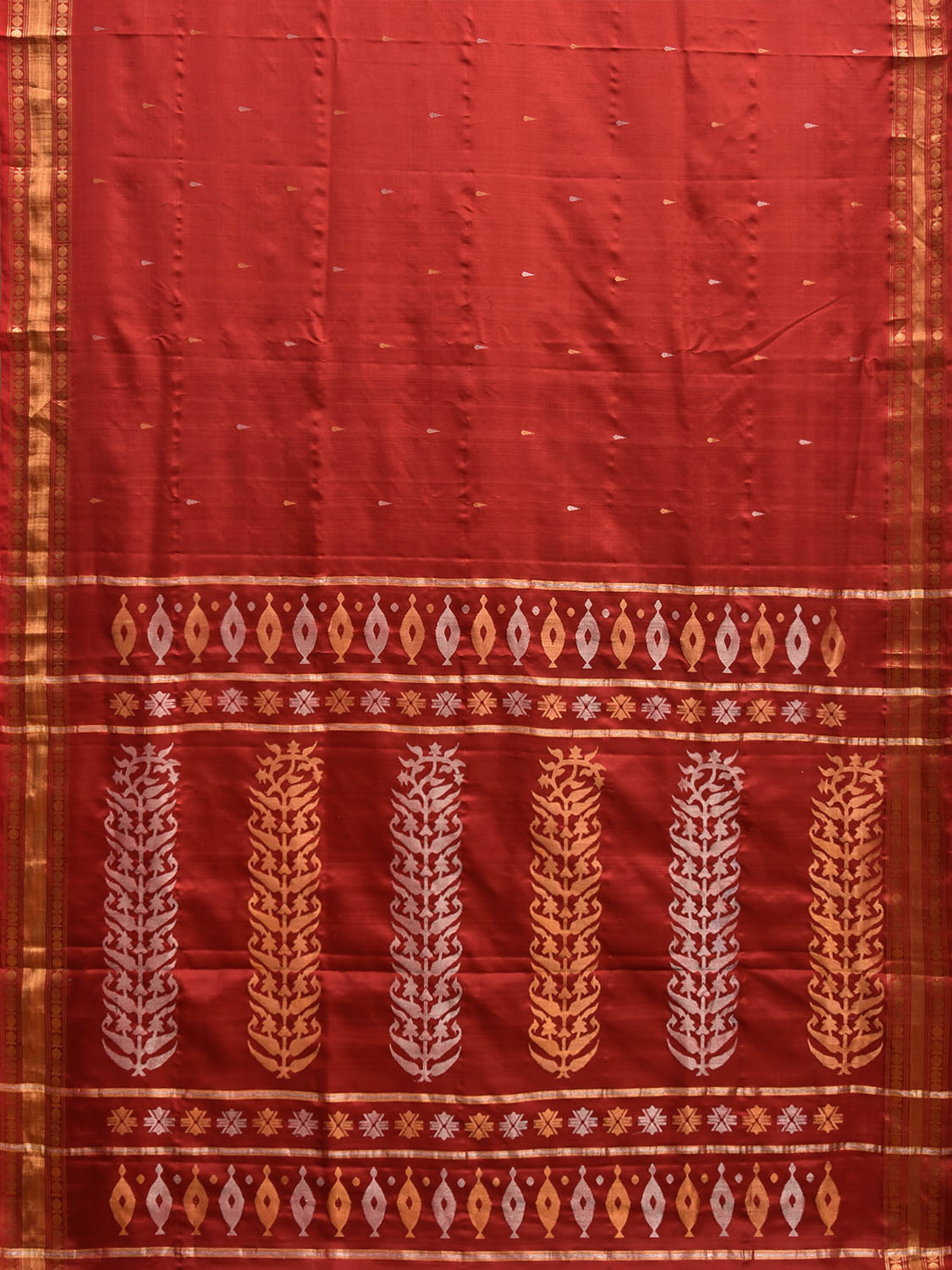 Red Uppada Silk Handloom Saree with Karpur Pallu Design u2323