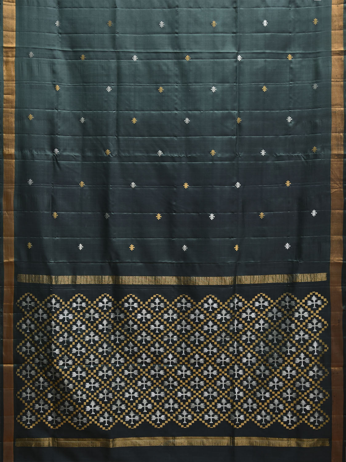 Dark Green Uppada Silk Handloom Saree with Jamdani Pallu Design u2374
