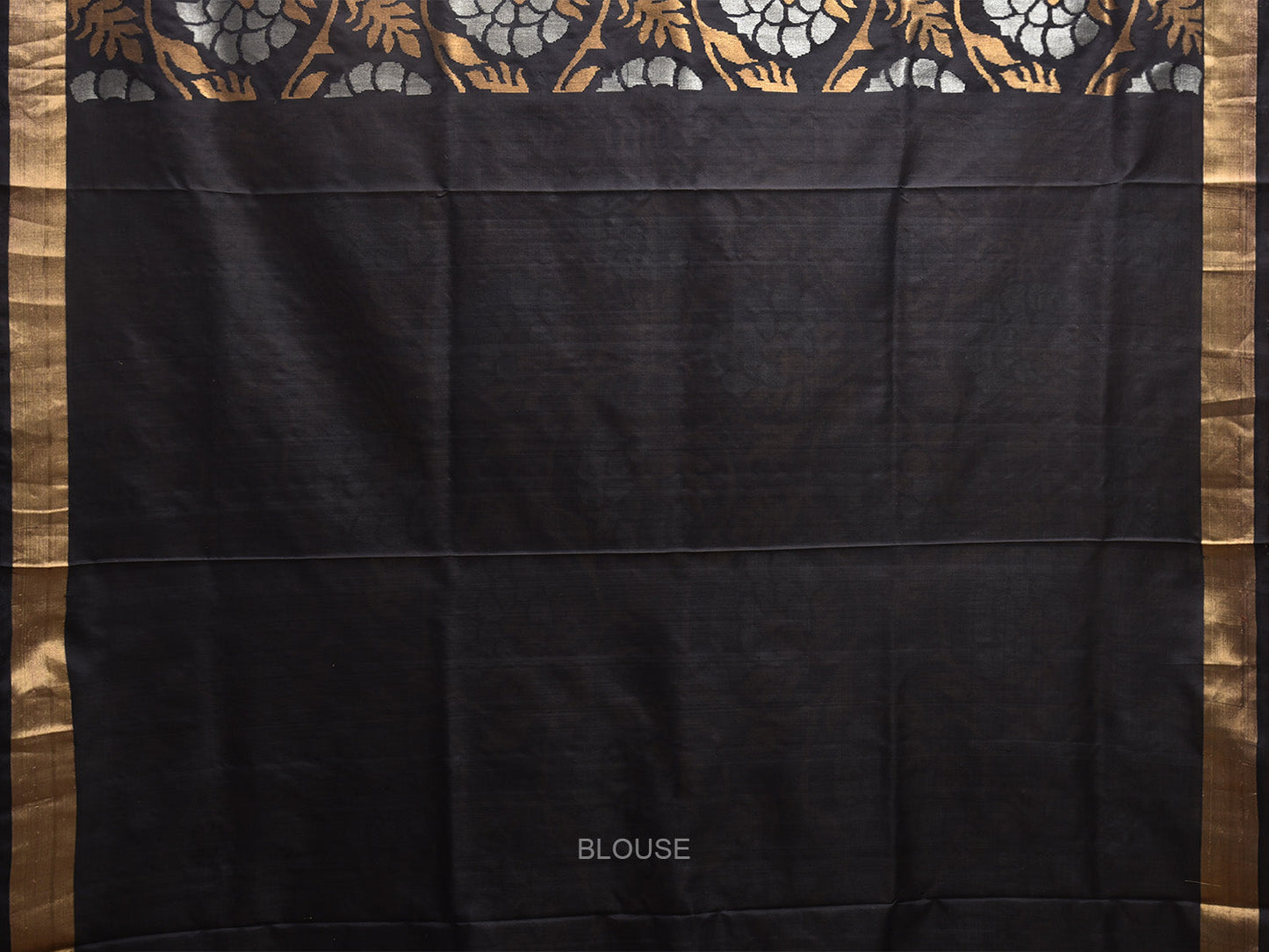 Black Uppada Silk Handloom Saree with All Over Floral Design u2380
