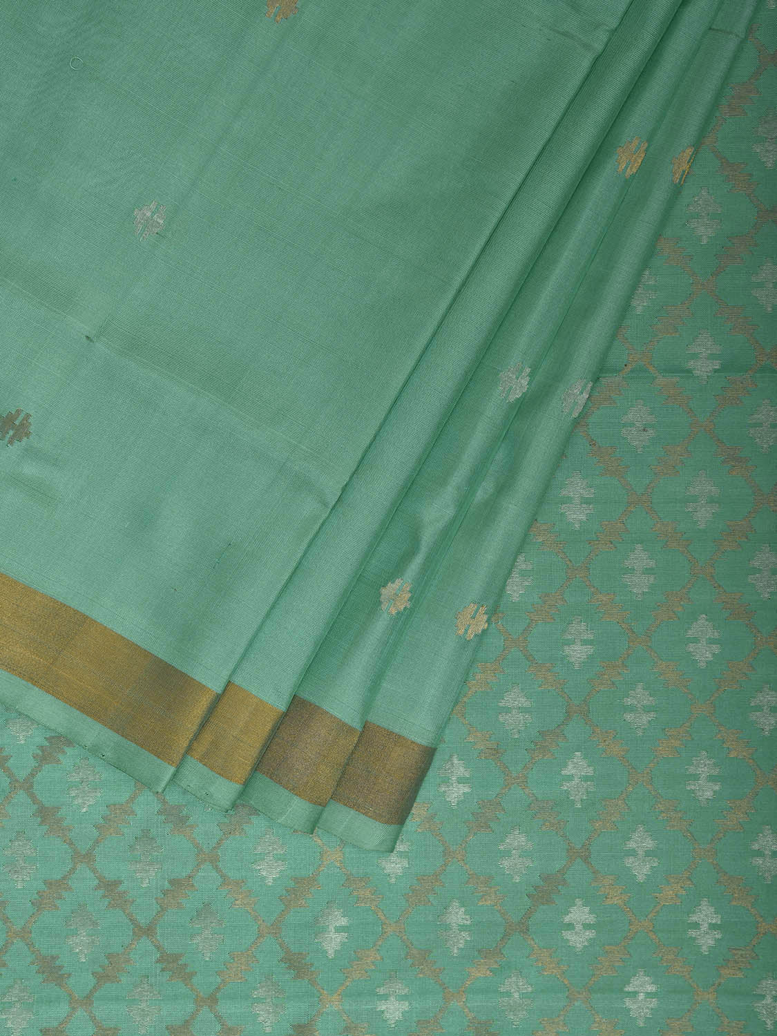 Turquoise Uppada Silk Handloom Saree with Jamdani Pallu Design u2384