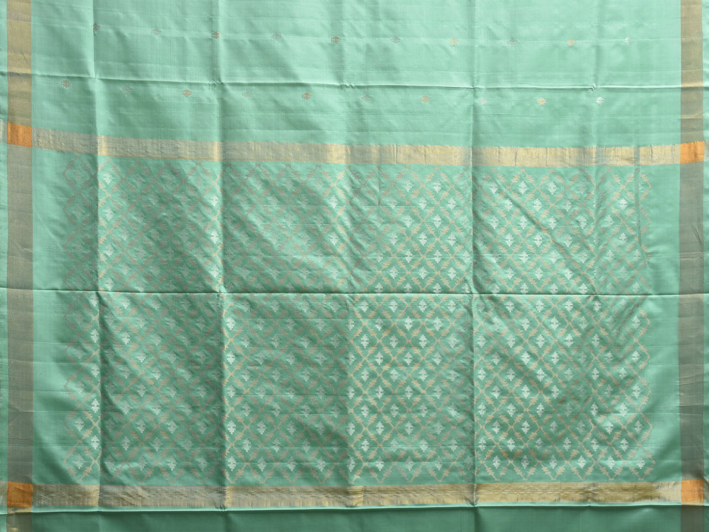 Turquoise Uppada Silk Handloom Saree with Jamdani Pallu Design u2384