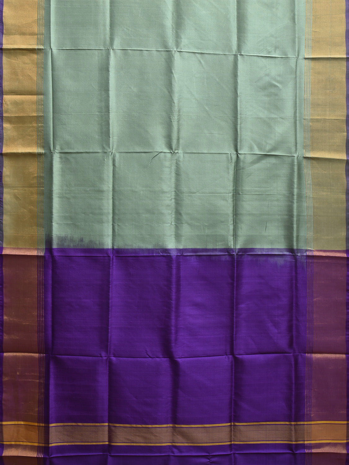 Sea Green and Purple Uppada Silk Handloom Plain Saree with Contrast Pallu Design u2394
