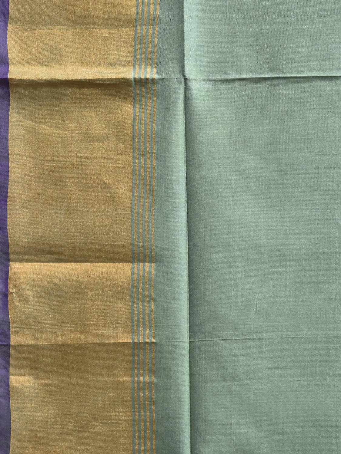 Sea Green and Purple Uppada Silk Handloom Plain Saree with Contrast Pallu Design u2394