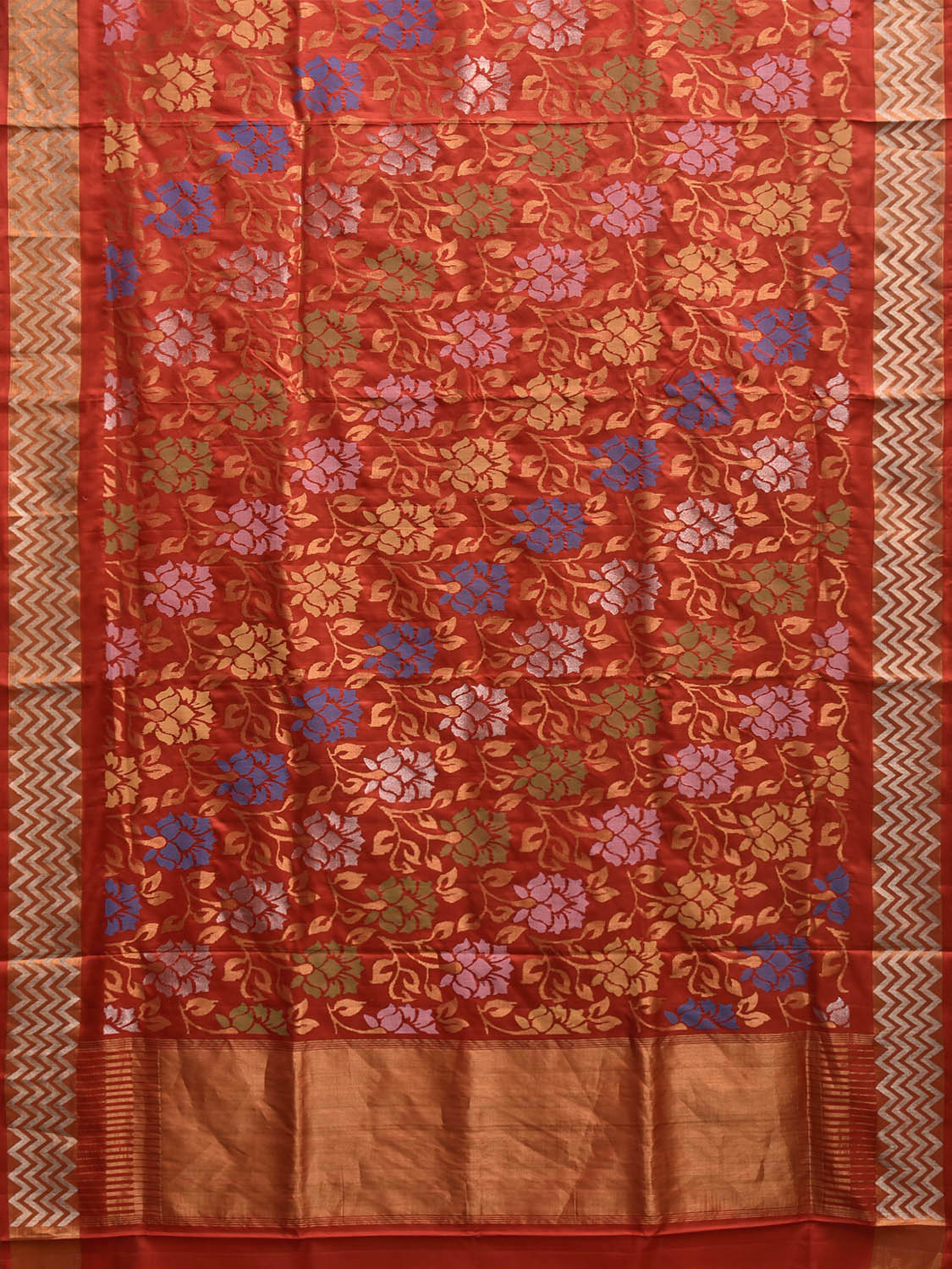 Red Uppada Silk Handloom Saree with All Over Floral and Border Design u2399