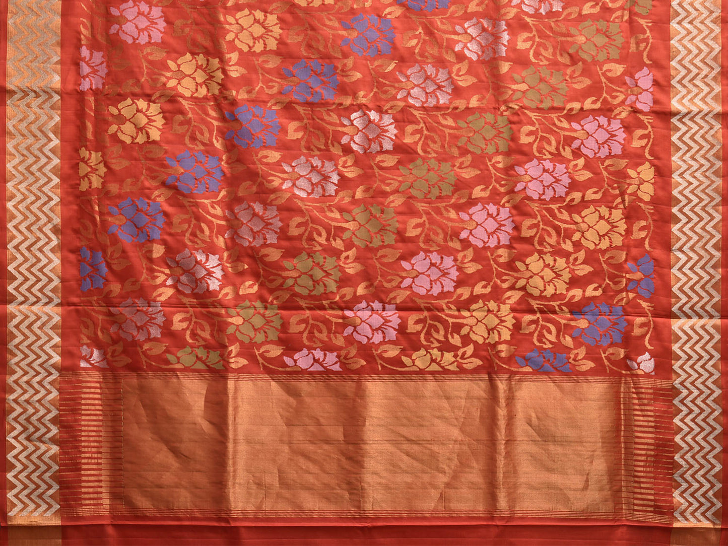 Red Uppada Silk Handloom Saree with All Over Floral and Border Design u2399