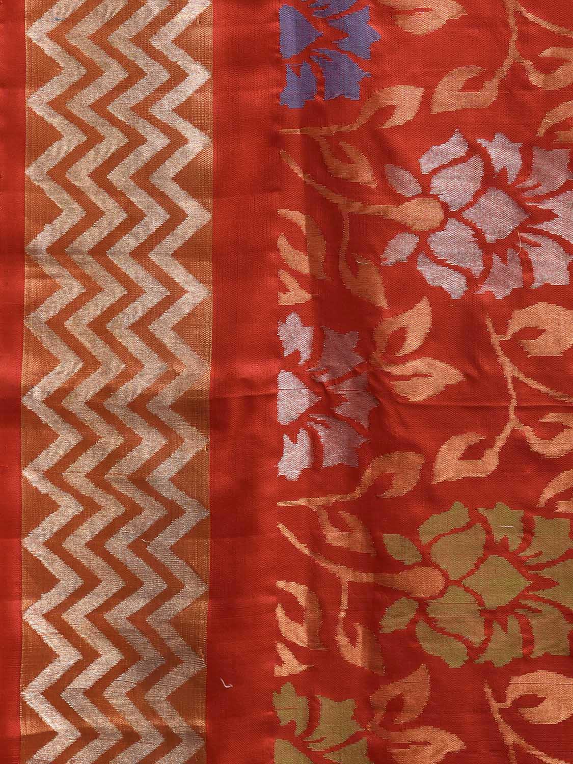 Red Uppada Silk Handloom Saree with All Over Floral and Border Design u2399