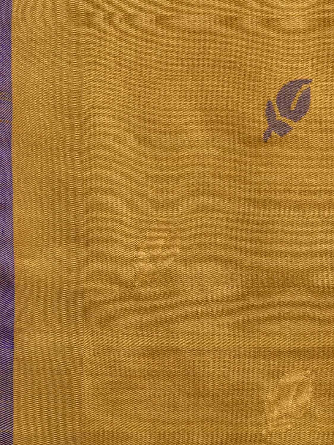 Yellow and Dark Blue Uppada Silk Handloom Saree with Floral Pallu Design u2408