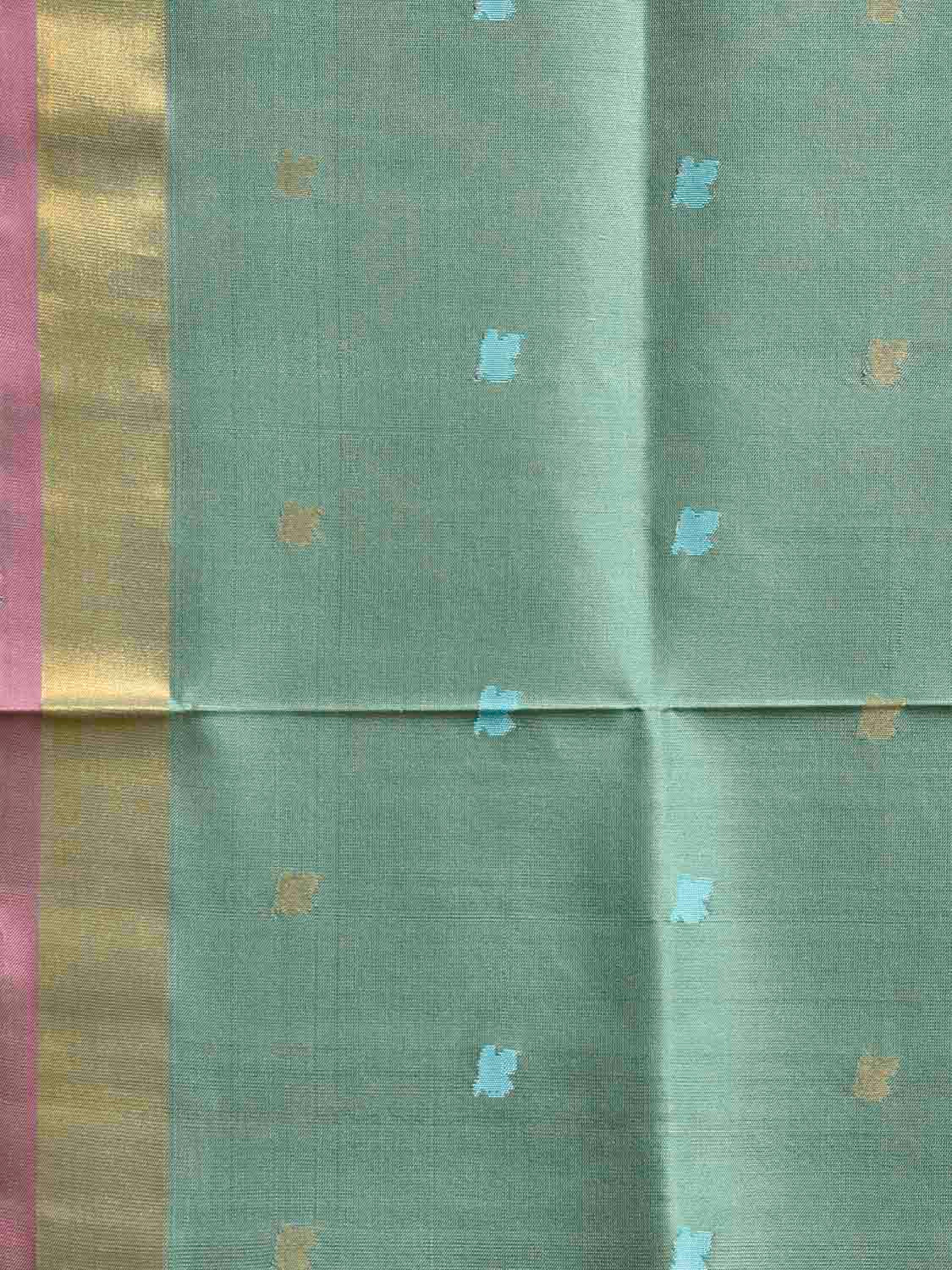 Sea Green and Pink Uppada Silk Handloom Saree with Floral Pallu Design u2409