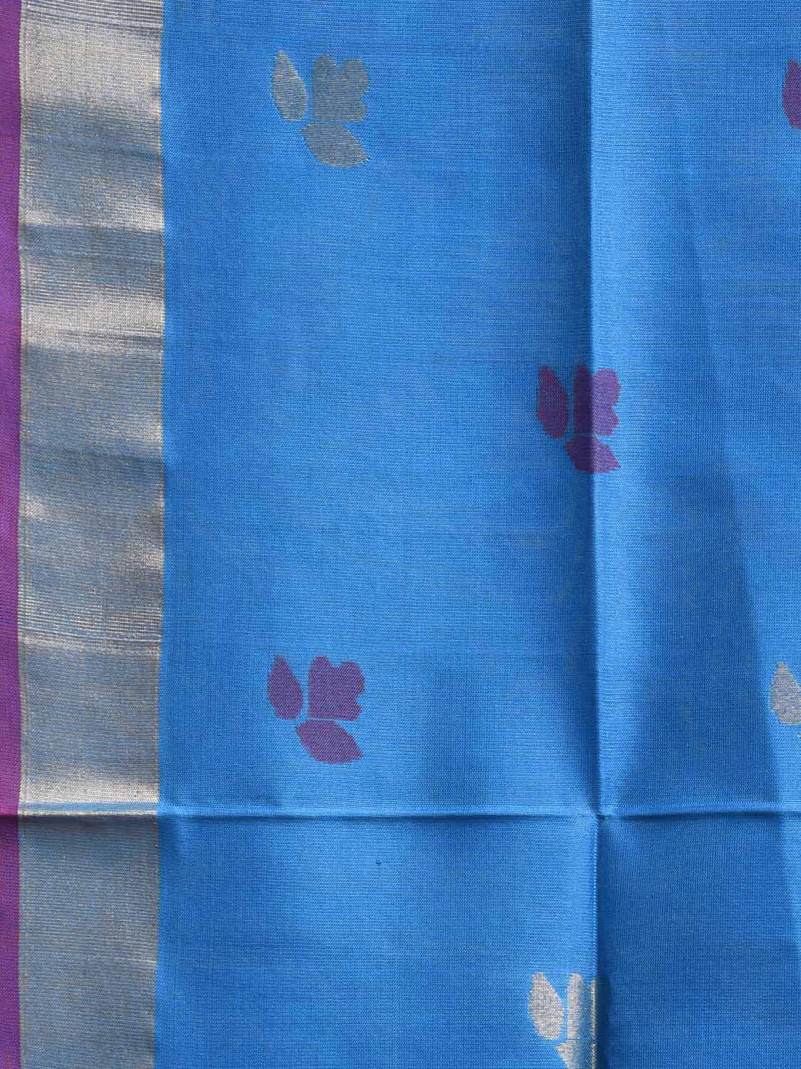 Blue and Pink Uppada Silk Handloom Saree with Floral Pallu Design u2412