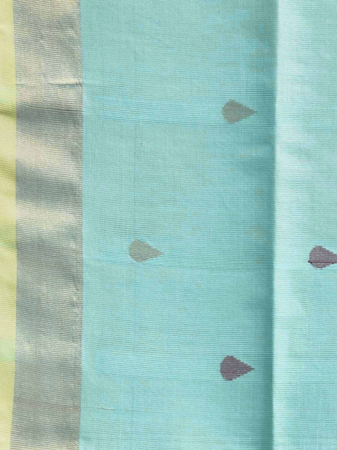 Turquoise and Yellow Uppada Silk Handloom Saree with Floral Pallu Design u2416