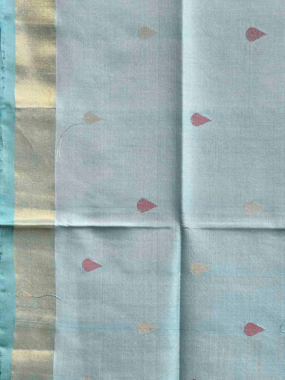 Sea Blue and Light Blue Uppada Silk Handloom Saree with Floral Pallu Design u2417