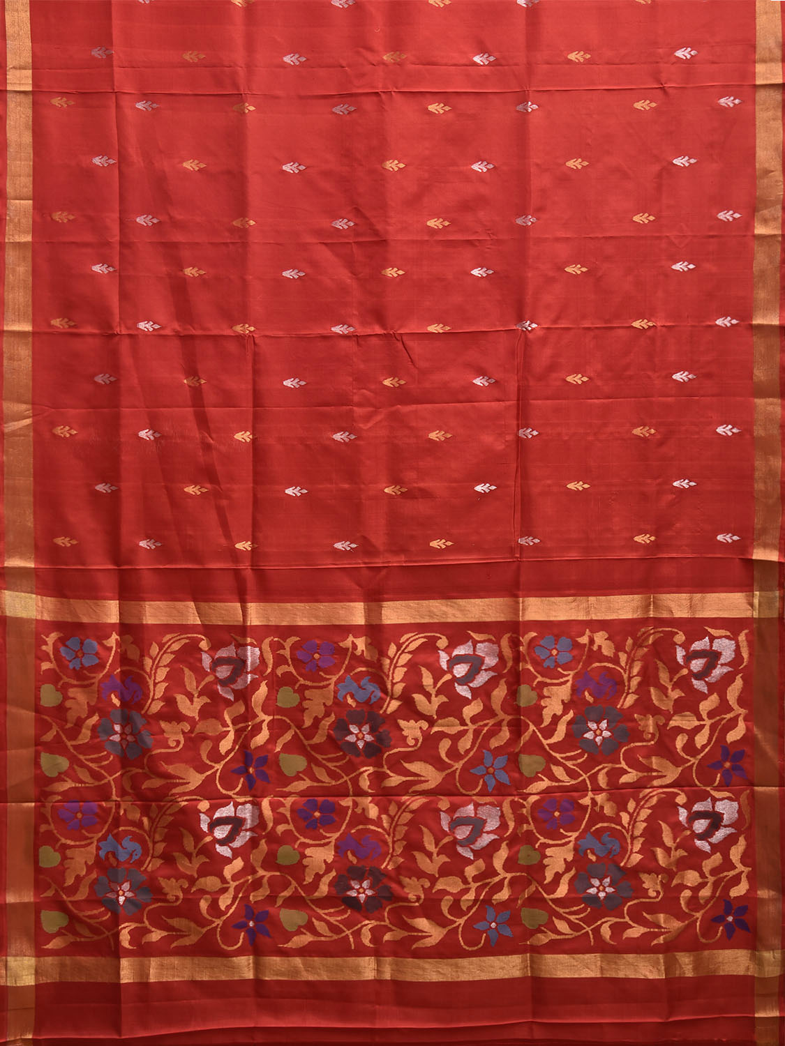 Red Uppada Silk Handloom Saree with Floral Pallu Design u2426