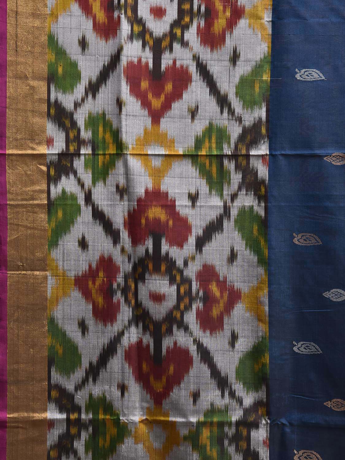 Teal and Pink Uppada Silk Handloom Saree with One Side Ikat Border Design u2428