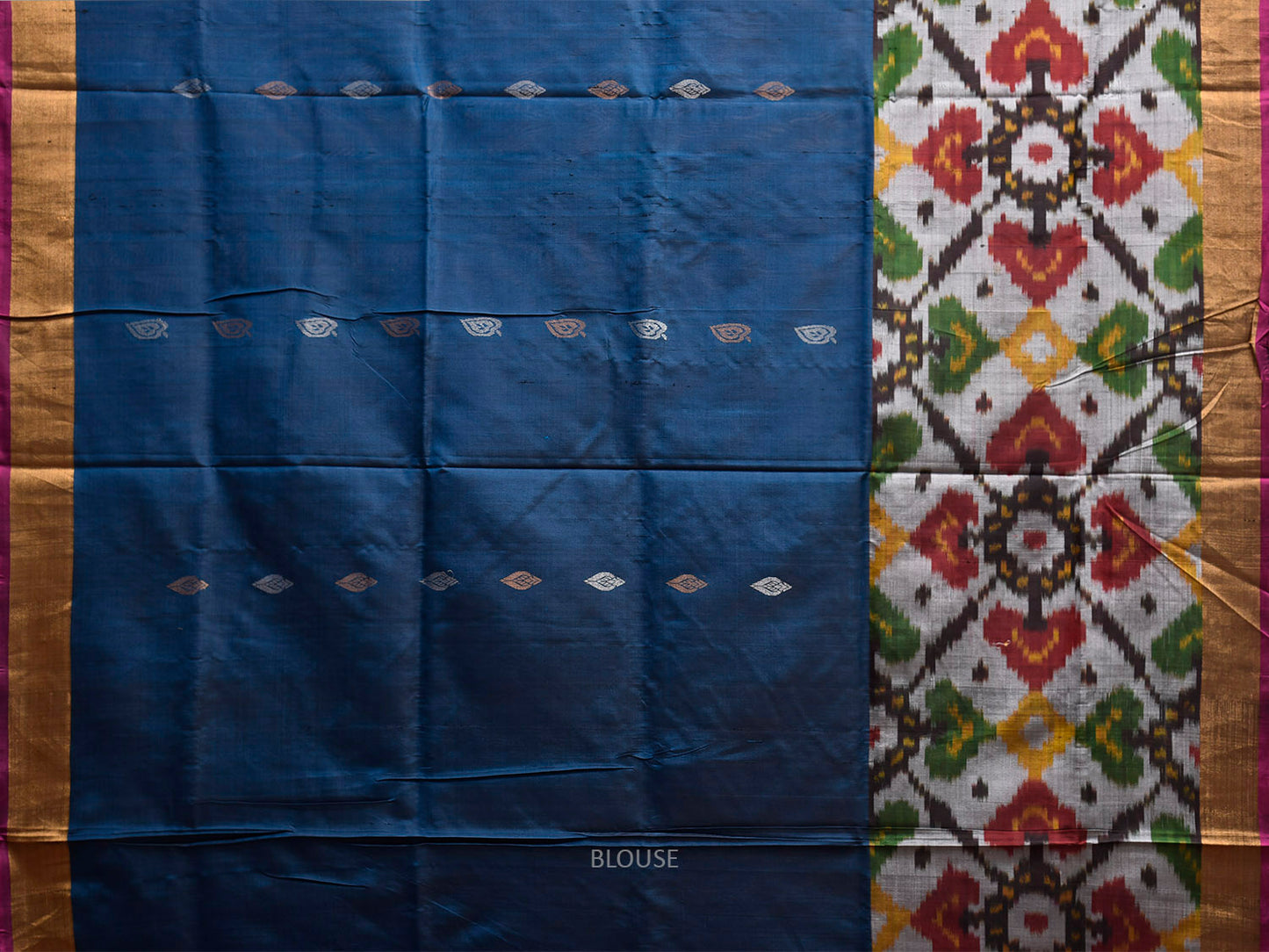 Teal and Pink Uppada Silk Handloom Saree with One Side Ikat Border Design u2428