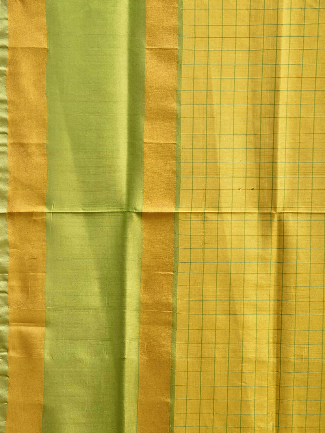 Yellow and Green Uppada Silk Handloom Saree with Checks Design u2437