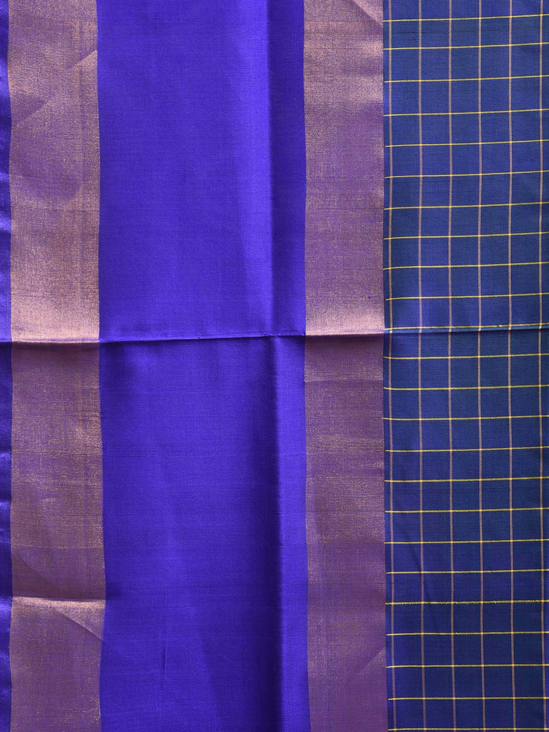 Blue and Yellow Uppada Silk Handloom Saree with Checks Design u2438