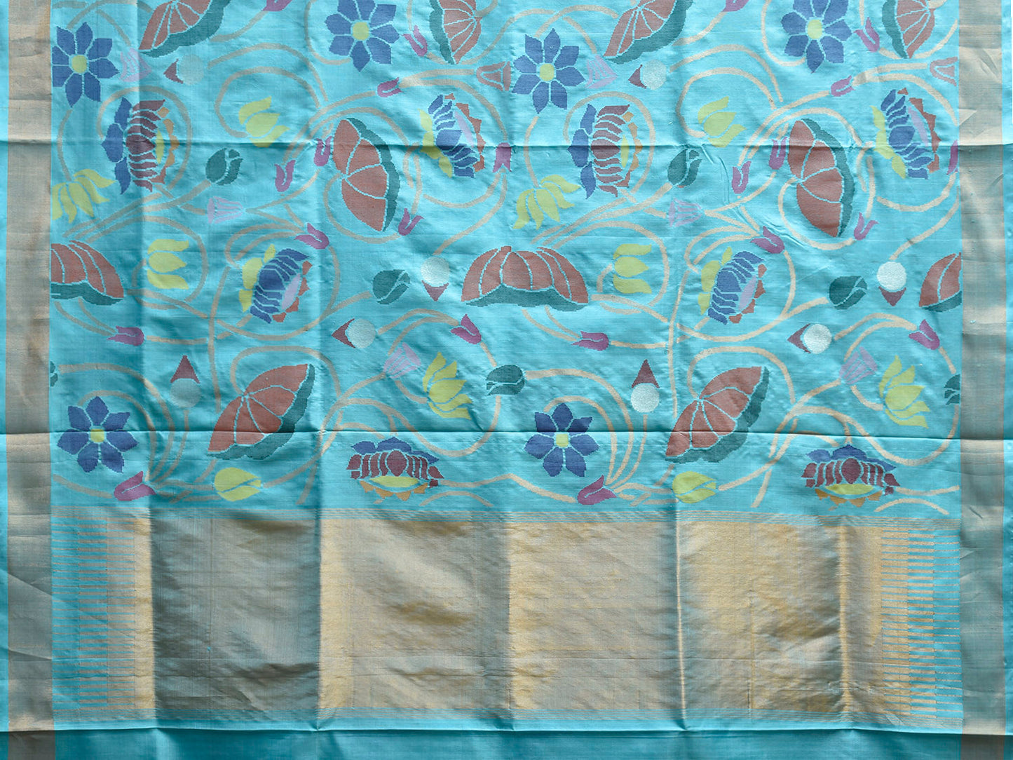 Light Blue Uppada Silk Handloom Saree with All Over Floral Design u2450