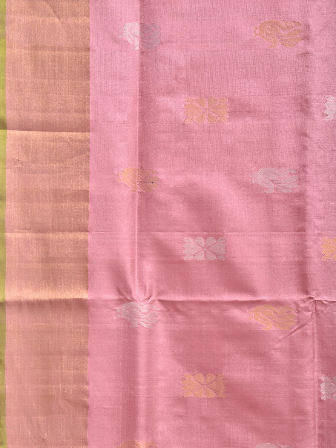 Baby Pink and Light Green Uppada Silk Handloom Saree with Body Buta Design u2453