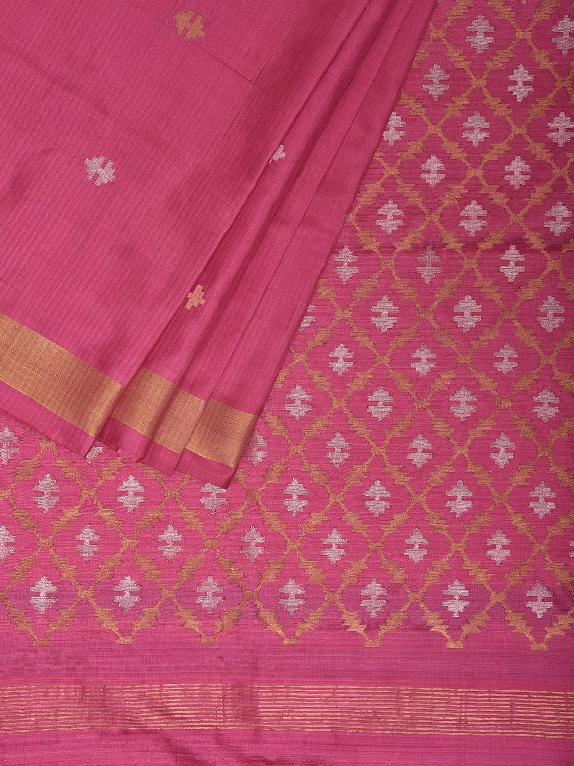 Pink Uppada Silk Handloom Saree with Jamdani Pallu Design u2456