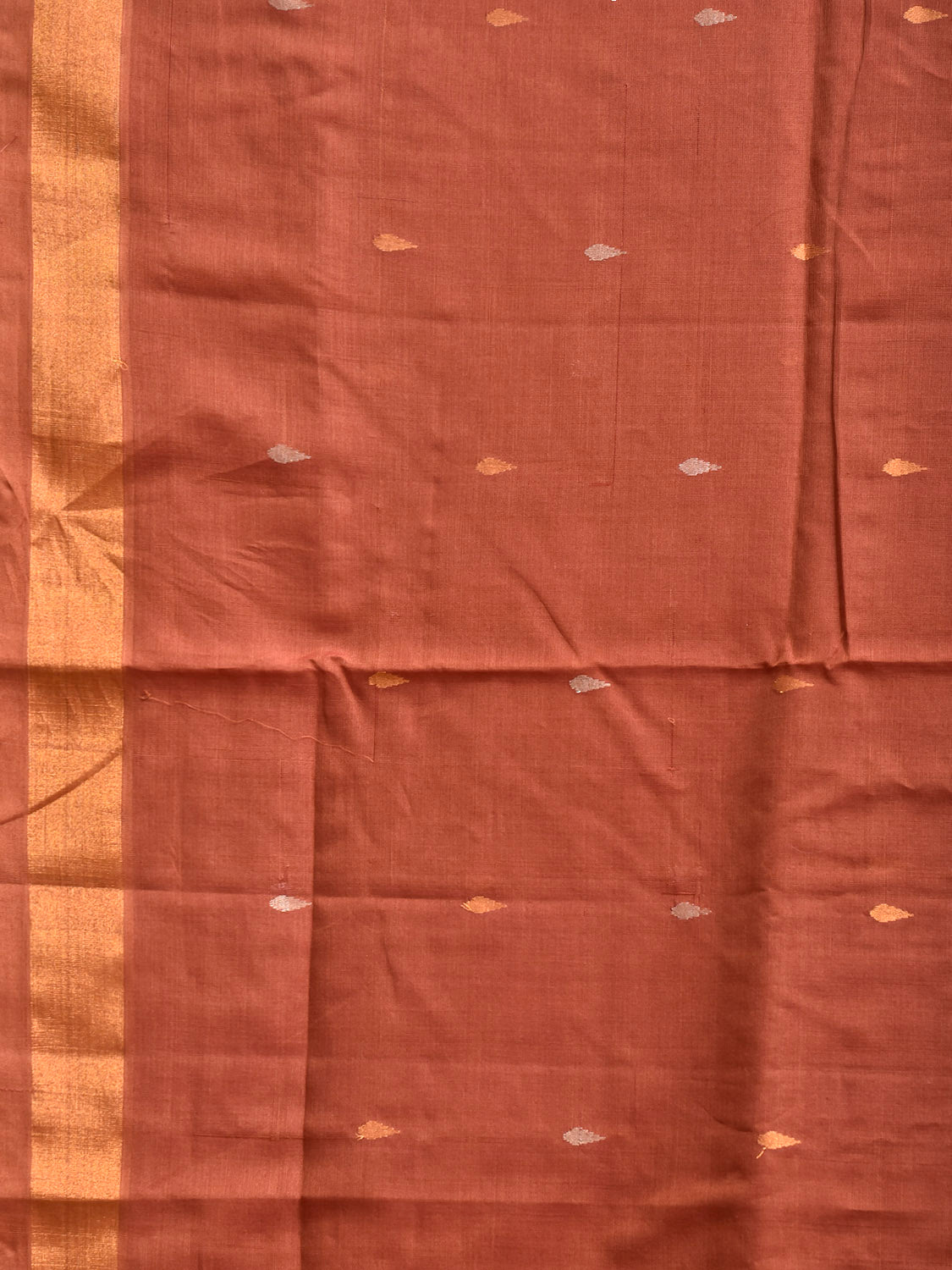 Light Brown Uppada Cotton Handloom Saree with Floral Pallu Design u2459