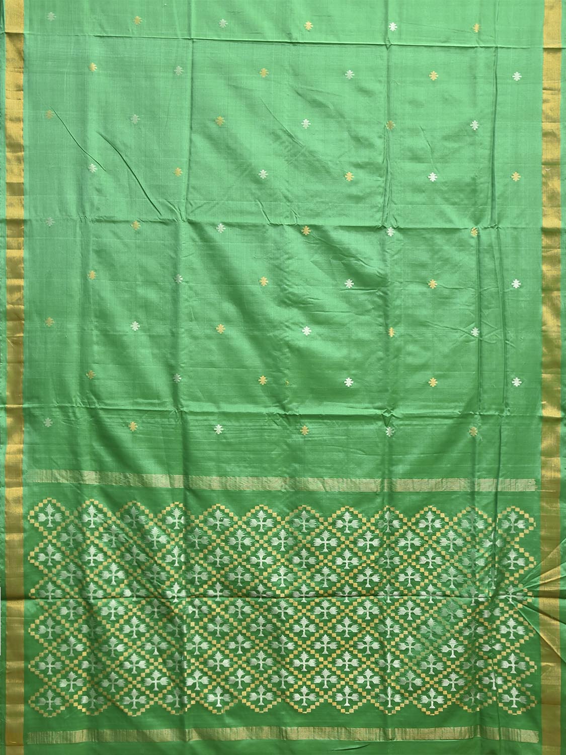Green Uppada Silk Handloom Saree with Jamdani Pallu Design u2461