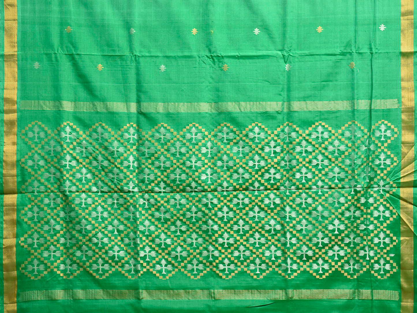 Green Uppada Silk Handloom Saree with Jamdani Pallu Design u2461