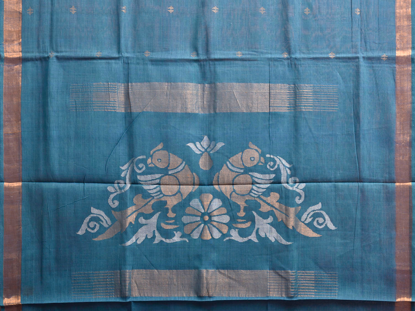 Blue Uppada Cotton Handloom Saree with Parrots Pallu Design u2465