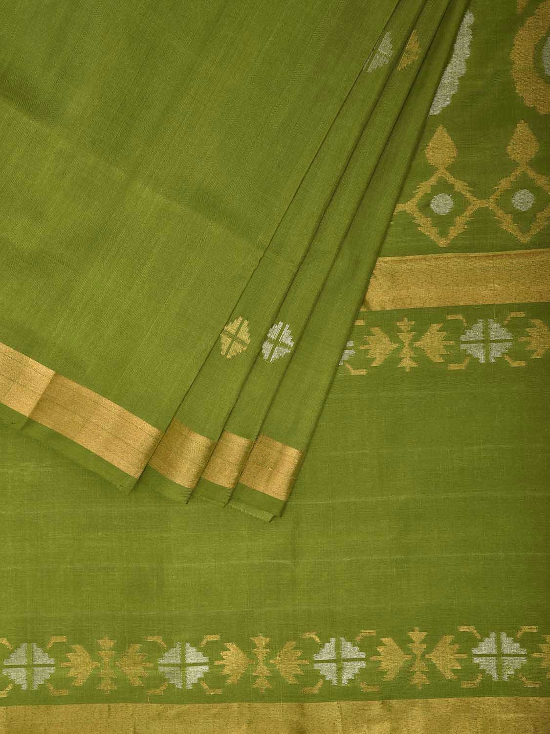 Green Uppada Silk Handloom Saree with Mango Pallu Design u2467