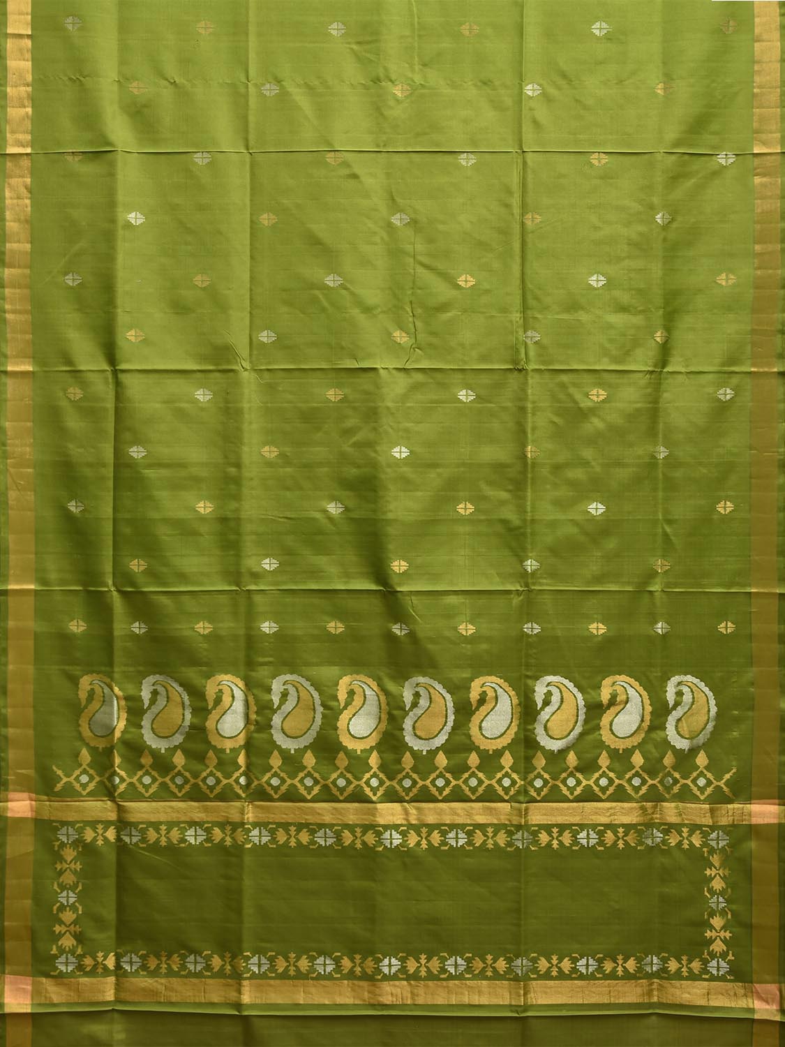 Green Uppada Silk Handloom Saree with Mango Pallu Design u2467