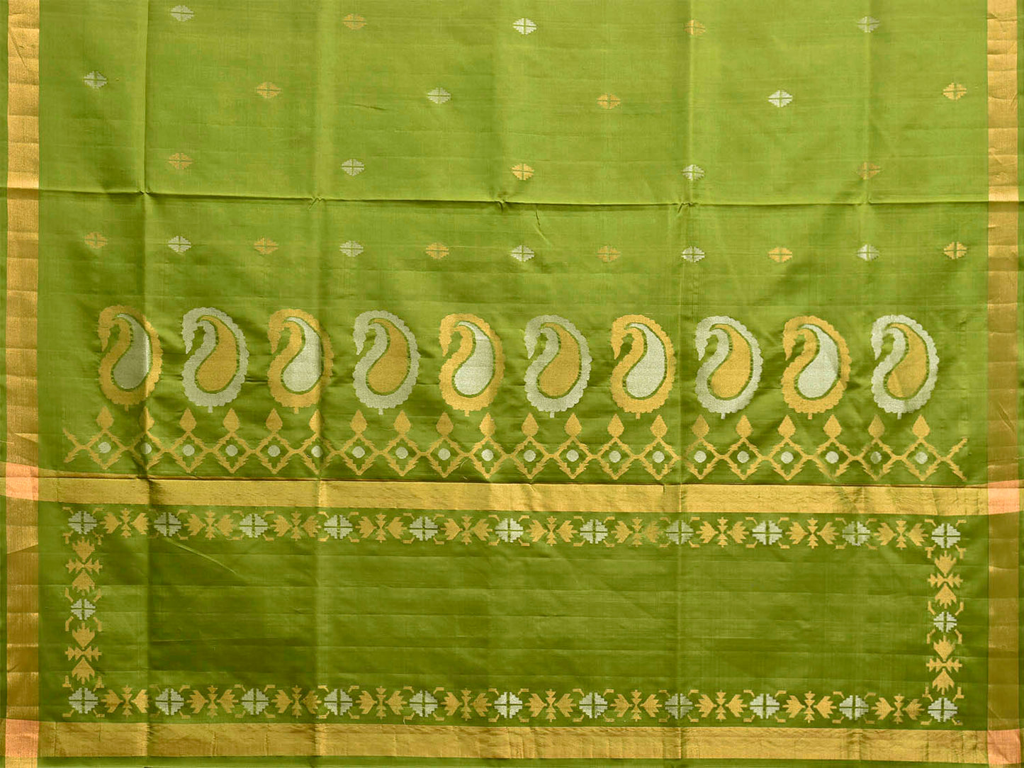 Green Uppada Silk Handloom Saree with Mango Pallu Design u2467