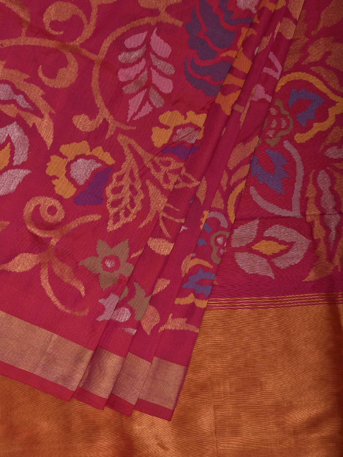 Pink Uppada Silk Handloom Saree with All Over Big Floral Design u2477