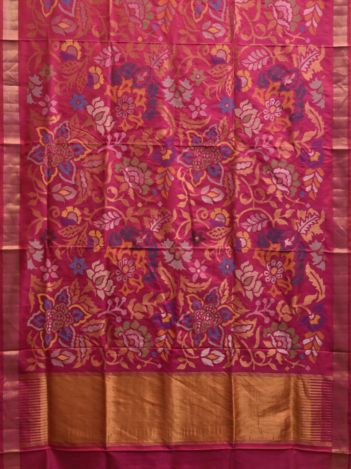 Pink Uppada Silk Handloom Saree with All Over Big Floral Design u2477