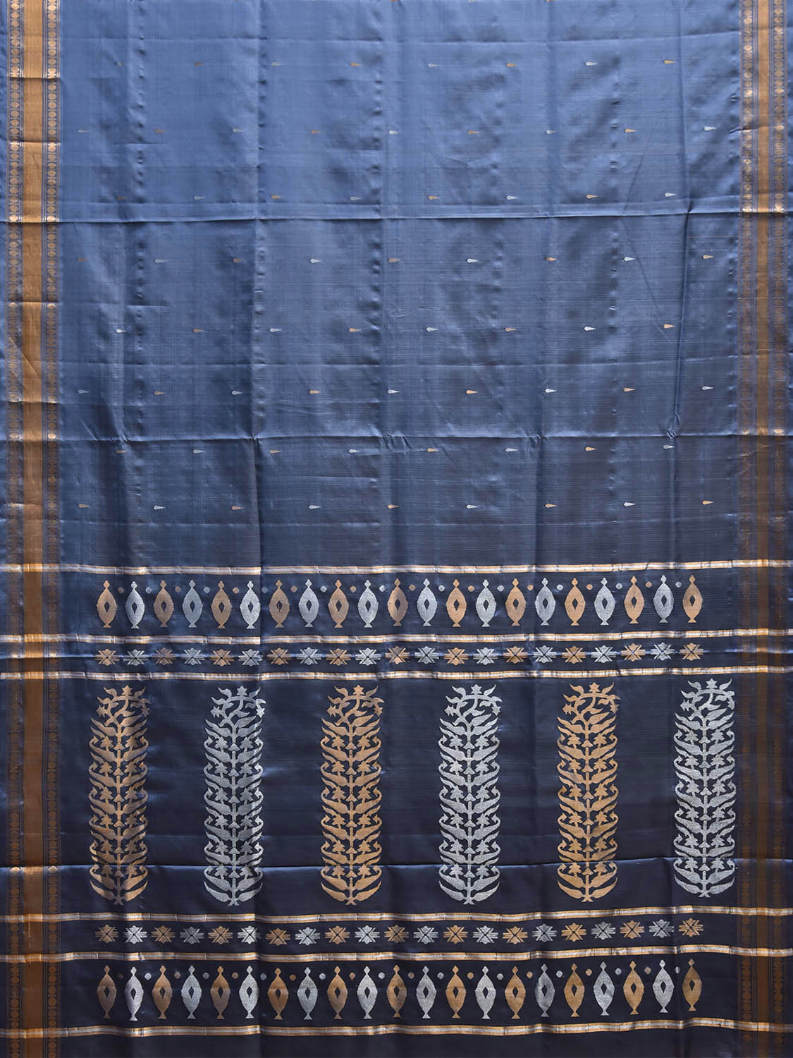Teal Uppada Silk Handloom Saree with Karpur Pallu Design u2480