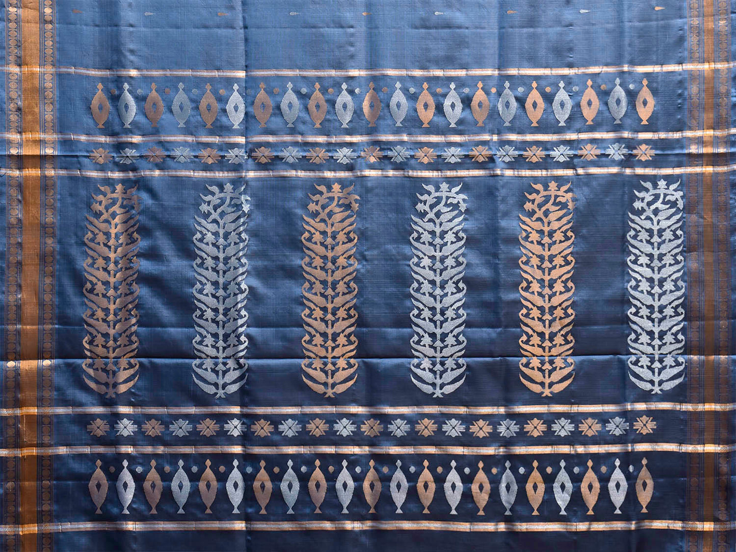Teal Uppada Silk Handloom Saree with Karpur Pallu Design u2480