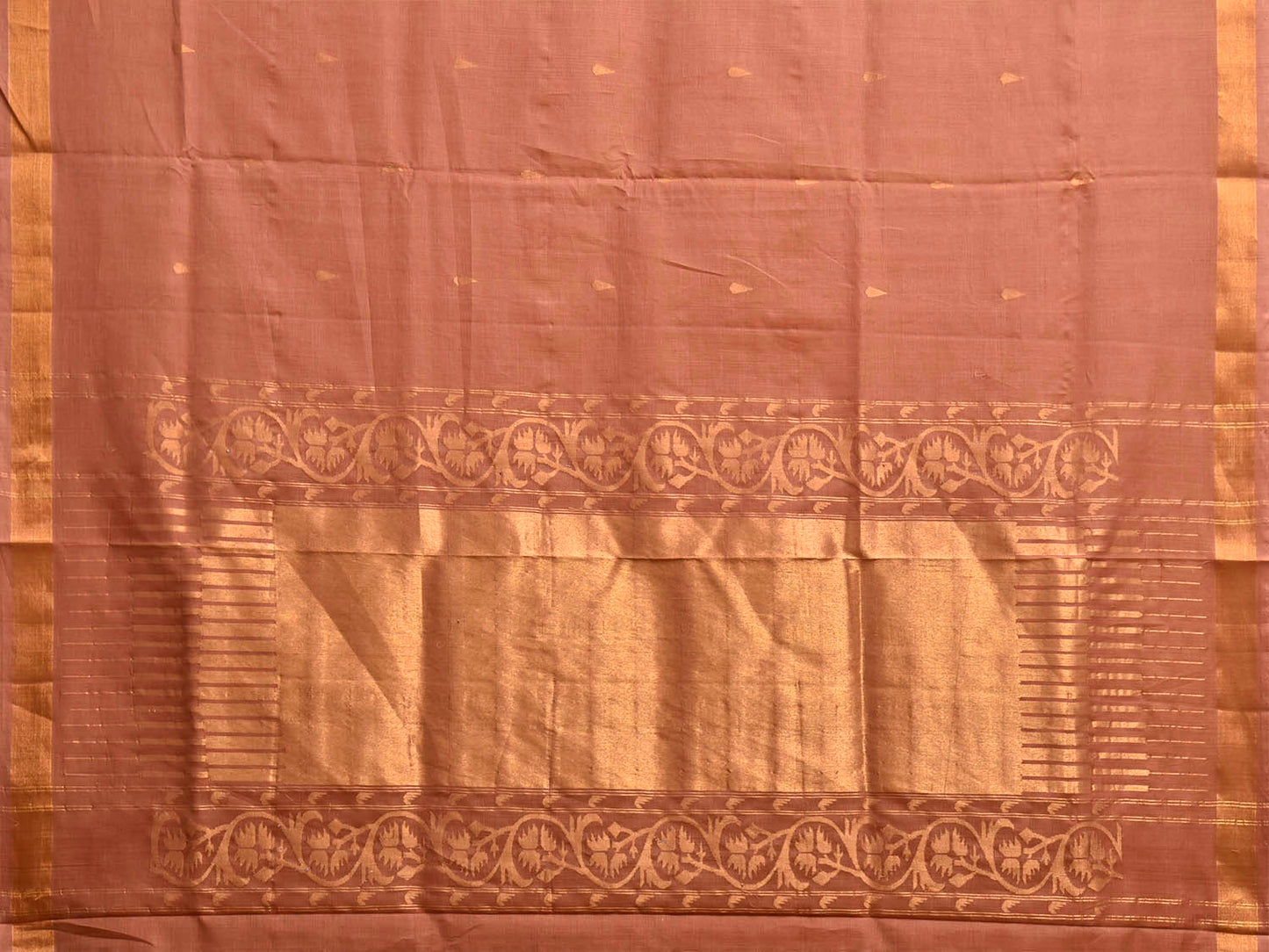 Fawn Uppada Cotton Handloom Saree with Aashavali Pallu Design u2483