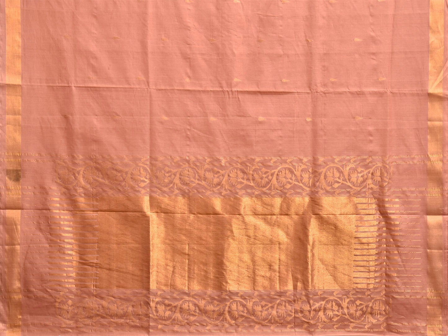 Light Fawn Uppada Cotton Handloom Saree with Aashavali Pallu Design u2488