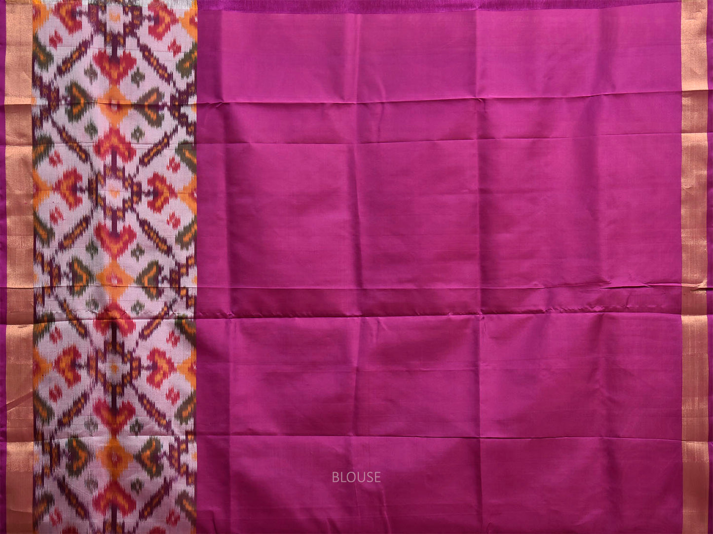 Light Peach and Purple Uppada Silk Handloom Saree with One Side Ikat Border Design u2497