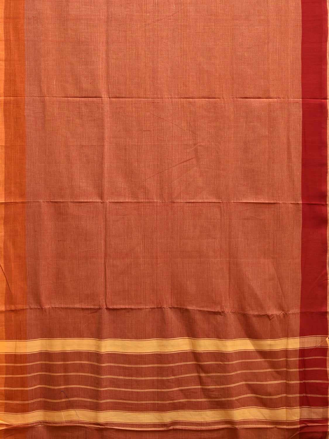 Rust Venkatagiri Cotton Plain Saree with Strips Pallu Design v0091