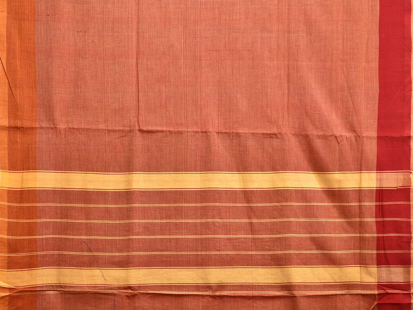 Rust Venkatagiri Cotton Plain Saree with Strips Pallu Design v0091