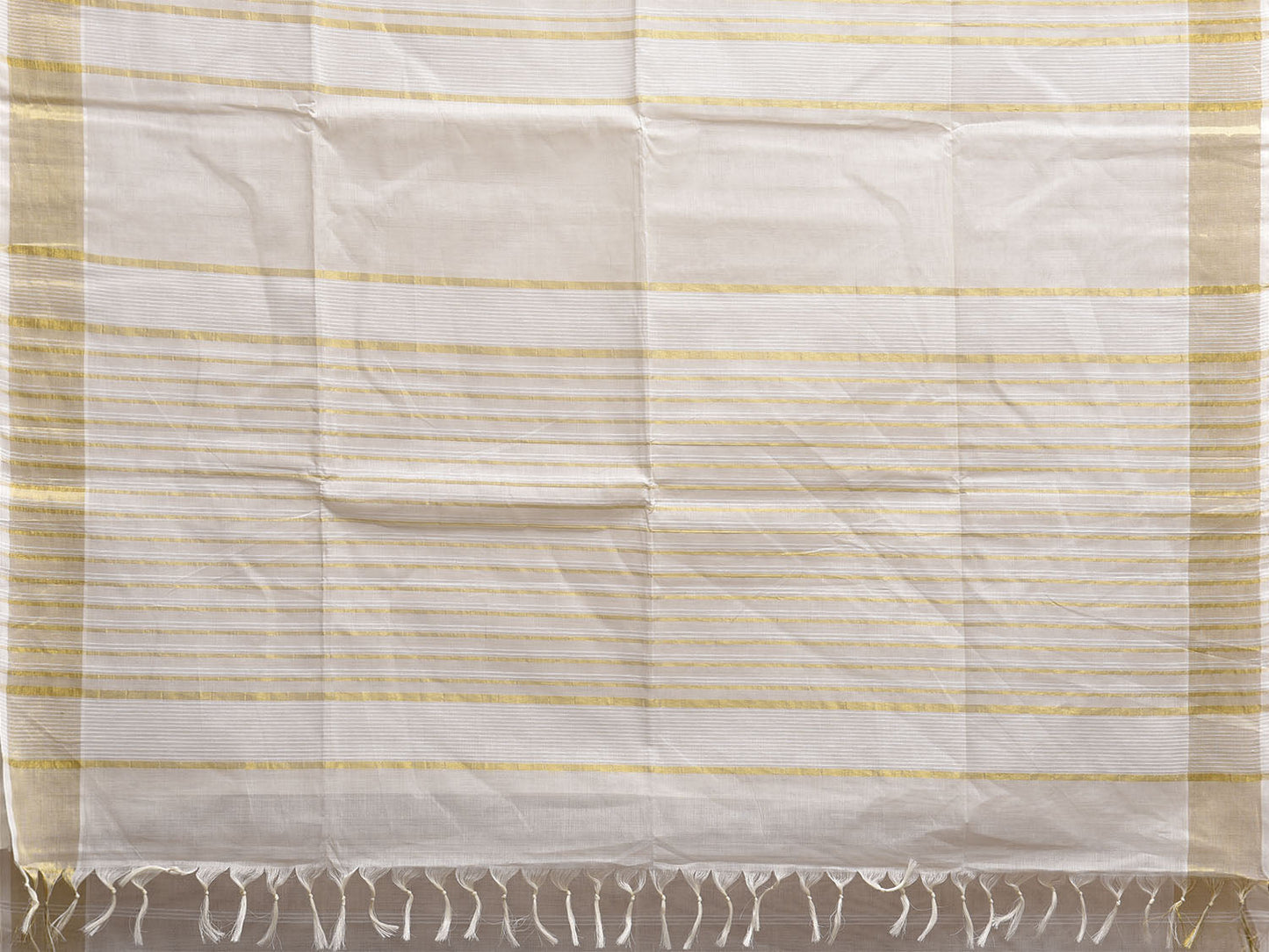 White Venkatagiri Cotton Saree with Strips Body and Pallu Design v0151