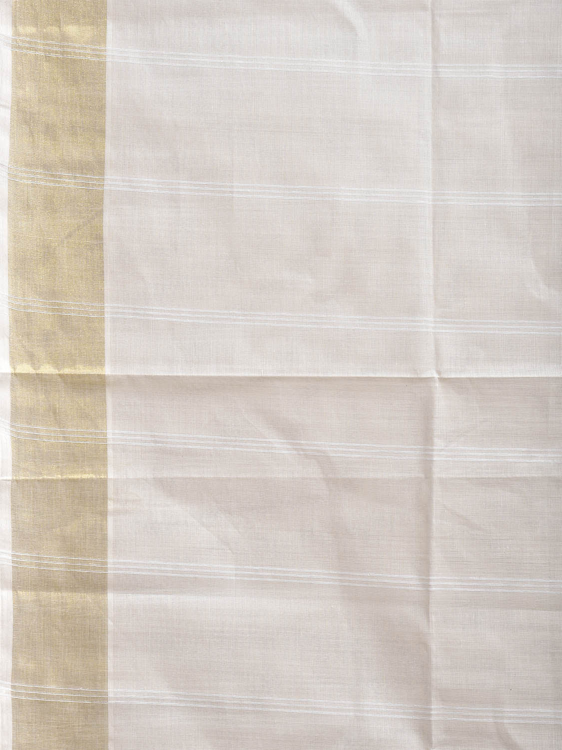 White Venkatagiri Cotton Saree with Strips Body and Pallu Design v0151
