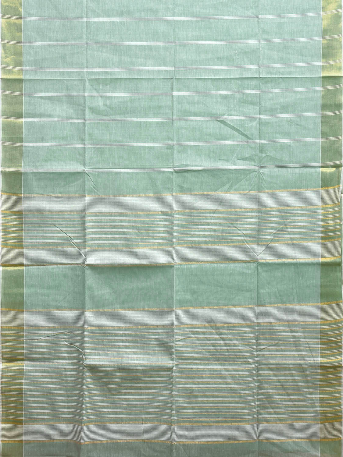 Turquoise Venkatagiri Cotton Saree with Strips Body and Pallu Design v0154