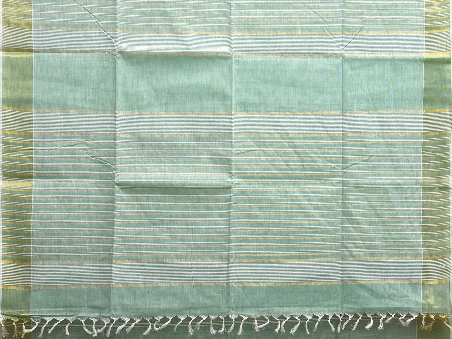 Turquoise Venkatagiri Cotton Saree with Strips Body and Pallu Design v0154
