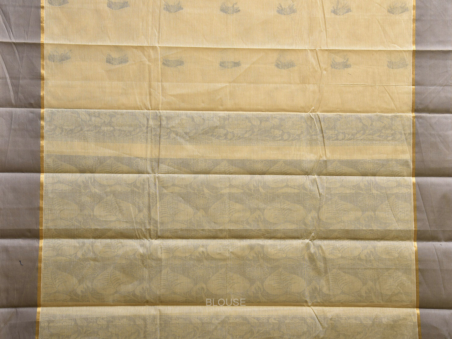 Light Yellow Venkatagiri Cotton Saree with Body Buta and Pallu Design v0157