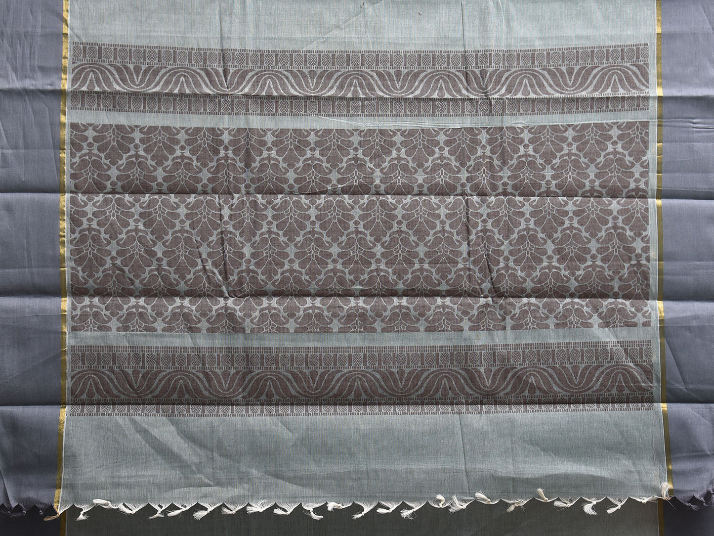 Sea Blue Venkatagiri Cotton Saree with Body Buta and Pallu Design v0158