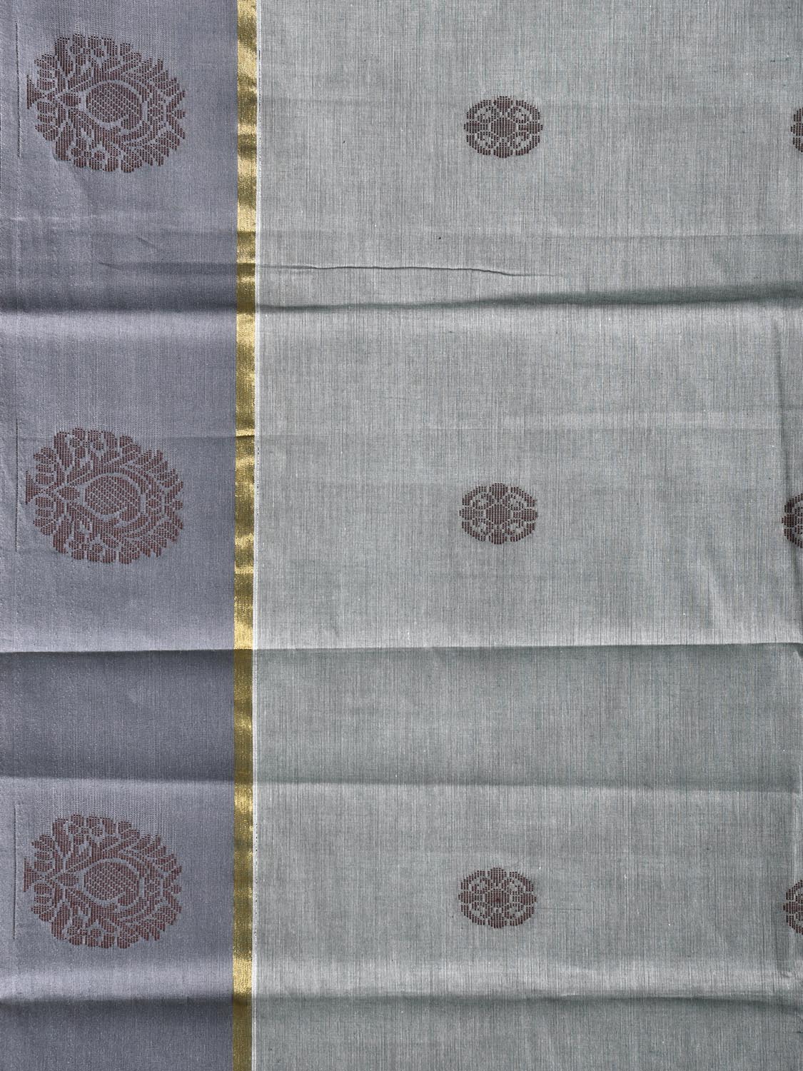 Sea Blue Venkatagiri Cotton Saree with Body Buta and Pallu Design v0158