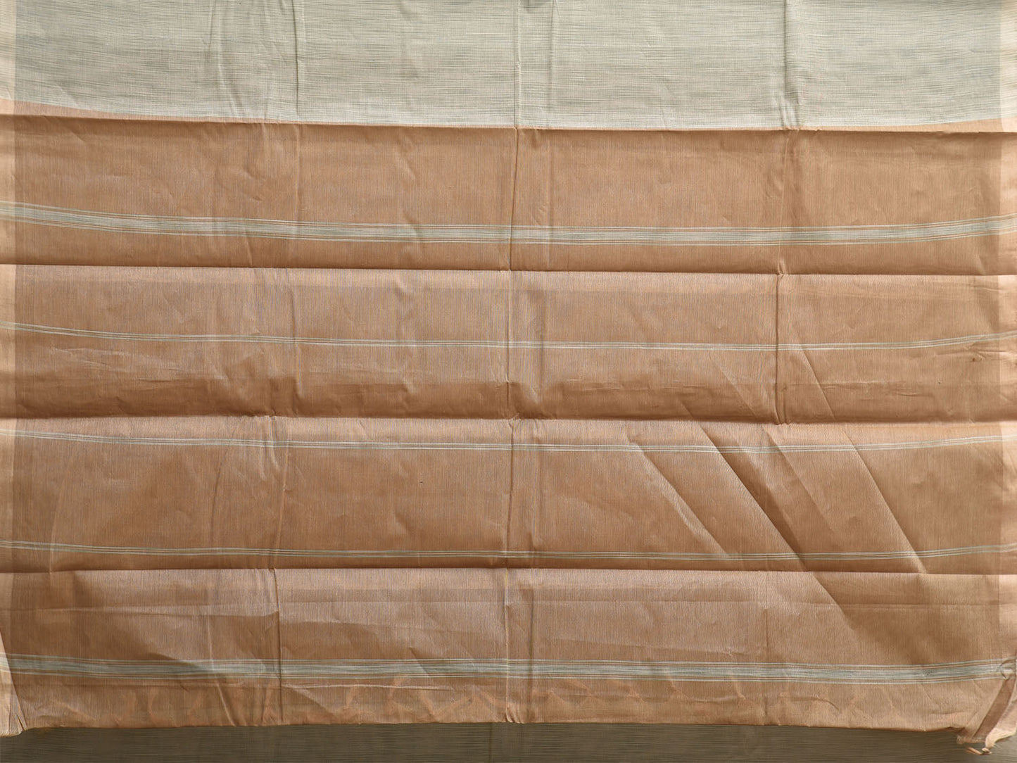 Sea Green and Fawn Venkatagiri Cotton Saree with Strips Pallu Design v0163