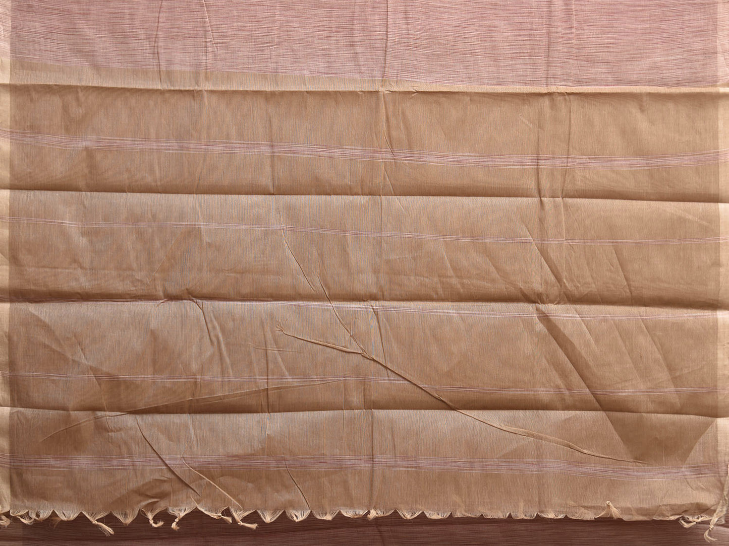 Light Peach and Fawn Venkatagiri Cotton Saree with Strips Pallu Design v0164