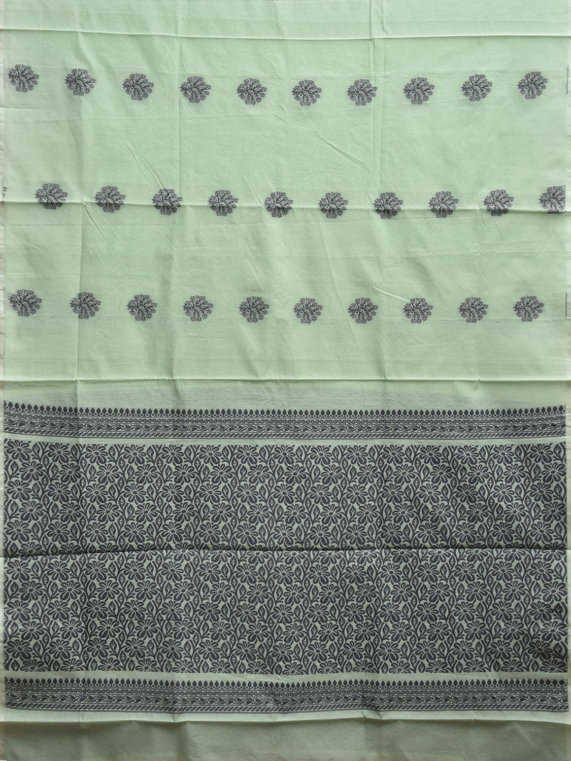 Turquoise Venkatagiri Cotton Saree with Body Buta and Pallu Design v0165