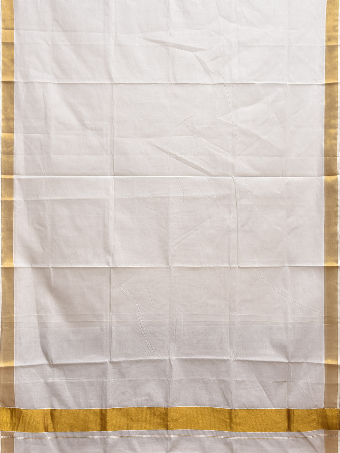 White Venkatagiri Cotton Plain Saree with Zari Border and Pallu Design v0167